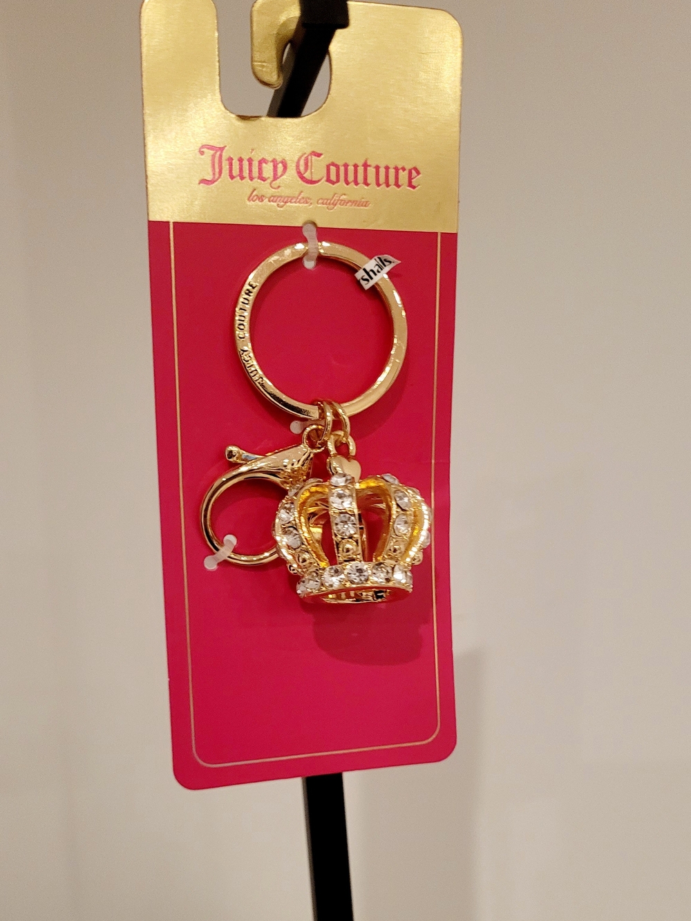 Juicy Couture Gold Crown Key Ring with Crystal Accents